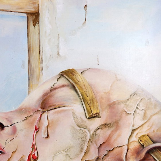 Image 1 of Surrealist oil painting on panel by Joseph Laureys (1944-2020)