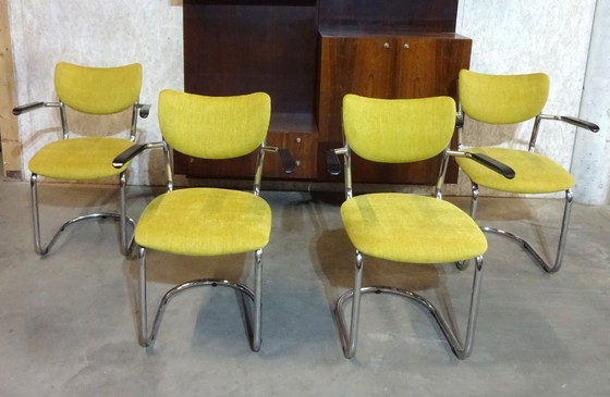 Image 1 of 4x Dutch Vintage Design Buisframe Stoelen Gebr, de Wit Model 3011 Sto, Gerstaureerdelen