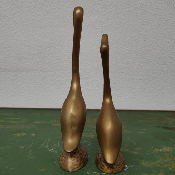 Image 1 of Vintage brass statue of Swans or Geese set by Rosenthal Netter