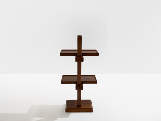 Image 1 of Franse art deco serveertafel van getint eikenhout uit 1940.