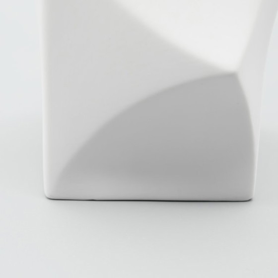 Image 1 of HUTSCHENREUTHER Biskuitporzellan-Vase „Archais“ Heinrich Fuchs Op Art Retro H 28cm