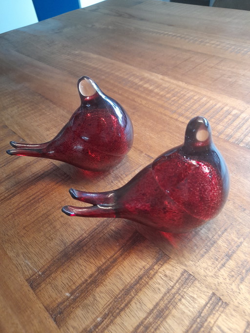 Set of red pigeons from ArtGlass Team