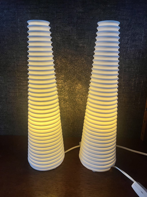 2 vintage IKEA Bista lamps white porcelain