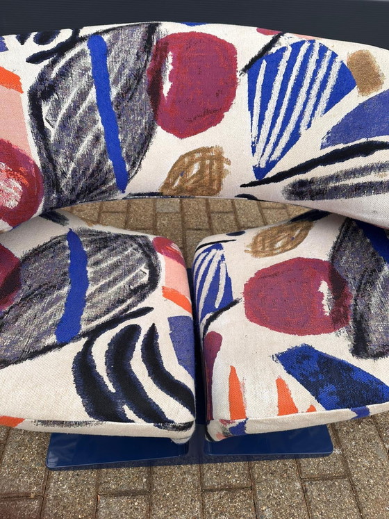 Image 1 of Artifort Ribbon chair by Pierre Paulin in fabric by Pierre Frey: La Toile du Peintre. In mint condition!! Condition: 10/10!