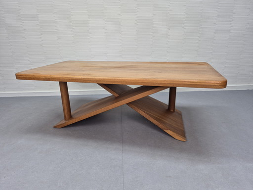 Vintage Brutalist Solid Oak Coffee Table