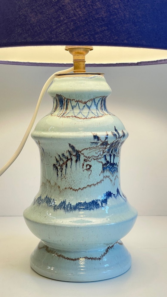 Image 1 of Lampada vintage in ceramica blu chic
