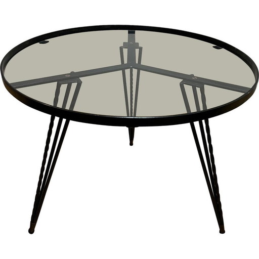 Vintage smeedijzeren kolomtafel, 1950