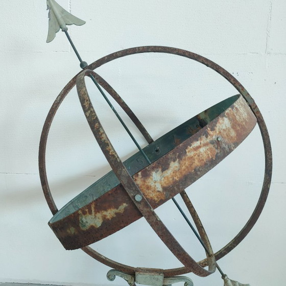 Image 1 of Vintage/Antieke gepatineerde zonnewijzer/ zonneklok Armillary tuindecoratie
