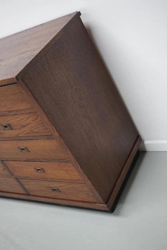 Image 1 of Großer Art-Deco-Apothekerschrank/Aktenschrank oder Sideboard aus niederländischer Eiche, 1930er Jahre