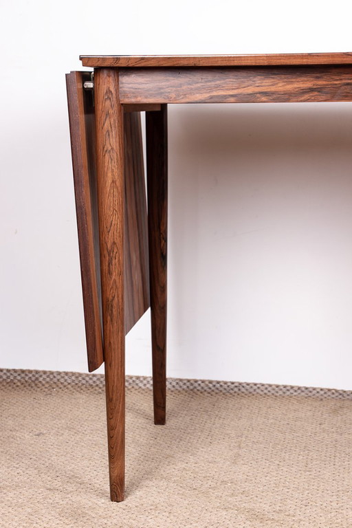 Escritorio extensible danés en palisandro y latón, modelo OS 51, diseñado por Arne Vodder para Sibast en 1960.