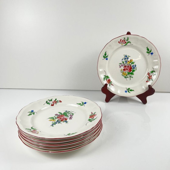 Image 1 of Set van 6 KG Luneville dessertborden – Straatlantaarnpatroon