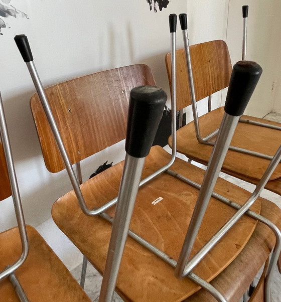 Image 1 of 6x vintage Gispen STOELEN A.R. Cordemeijer, Mid Century Modern, industrieel, retro