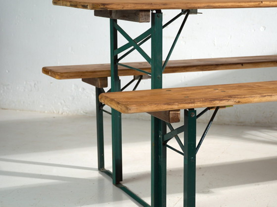 Set da birreria antico, tavolo e due panche – Germania, circa 1960 – Set da giardino, polished steel, Rustic (photo 18 of 40)