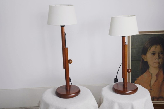 Lampada da tavolo MCM in teak vintage regolabile stile scandinavo - Coppia disponibile – Lampade da tavolo (photo 9 of 10)