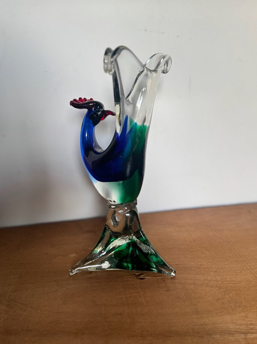 Uccello vintage in vetro di Murano Sommerso