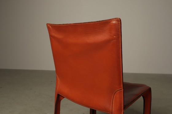 Image 1 of Set of Four CAB 412 Chairs by Mario Bellini, Red Saddle Leather, Italy