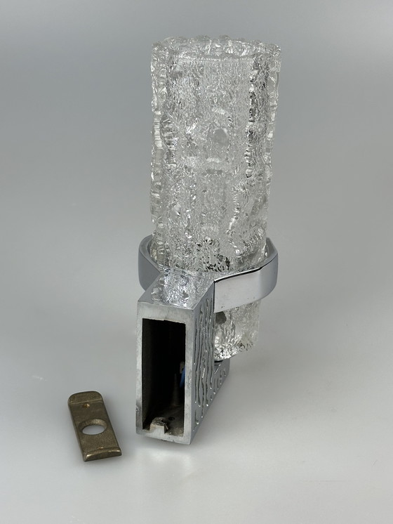 Image 1 of Applique des années 60 70 Applique en verre & chrome Brutalist Germany Design