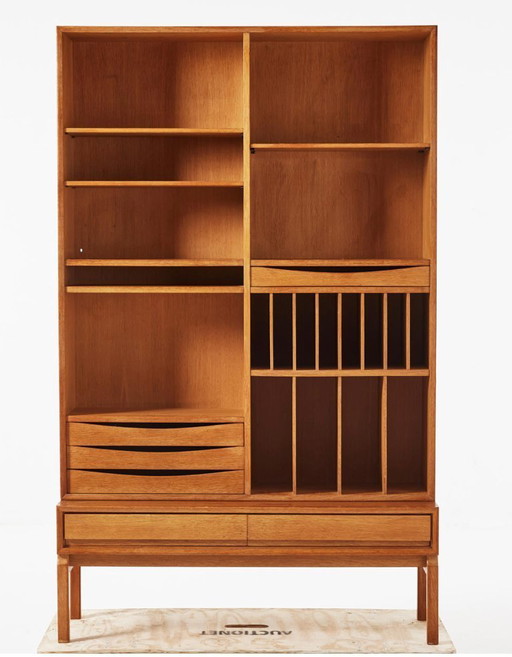 Marian Grabinski MTP boekenkast, IKEA, Zweden, jaren 60, 2-delige eiken vintage plank