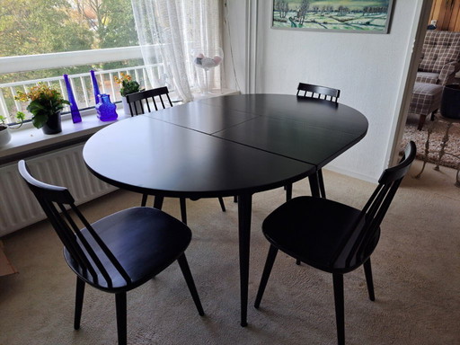 Dining room set with 4 chairs by Pastoe