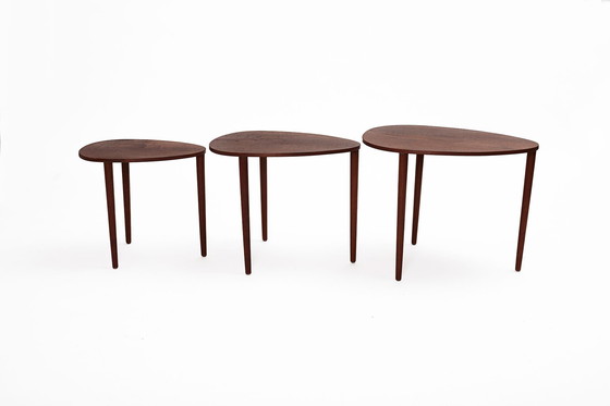 Image 1 of Set of Three Nesting Tables by Beder Trædrejeri, Denmark 1960s