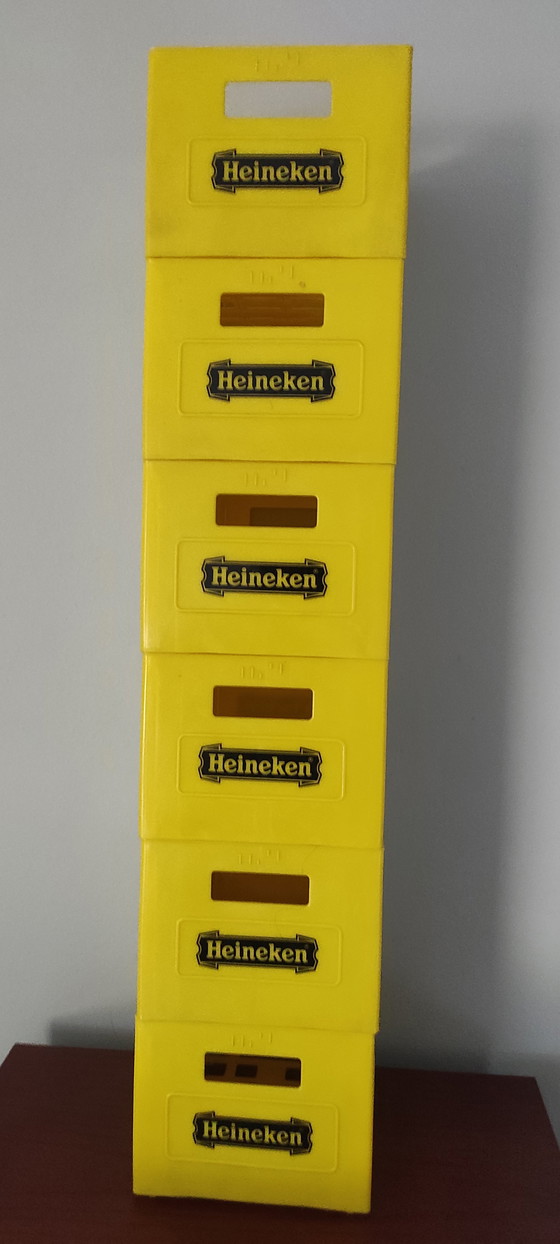 Cassette per CD Heineken gialle vintage - Set di 6 - Interni in stile Pop Art anni '90 – Armadi contenitori (photo 5 of 8)