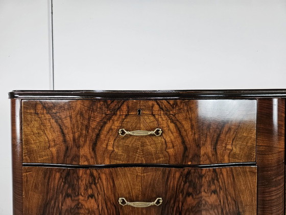 Image 1 of Commode Art déco des années 1950 en ronce de noyer