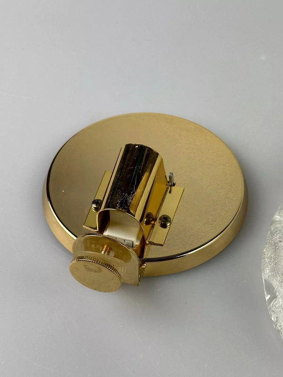 Image 1 of 60's 70's Lampe Lampe murale Glass Brass Blatt Space Age Design