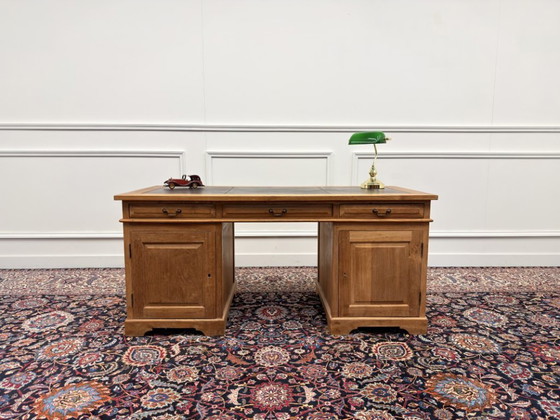 Scrivania Classica Inglese in Legno di Teak – Scrivanie, Leather, Wood (photo 2 of 18)