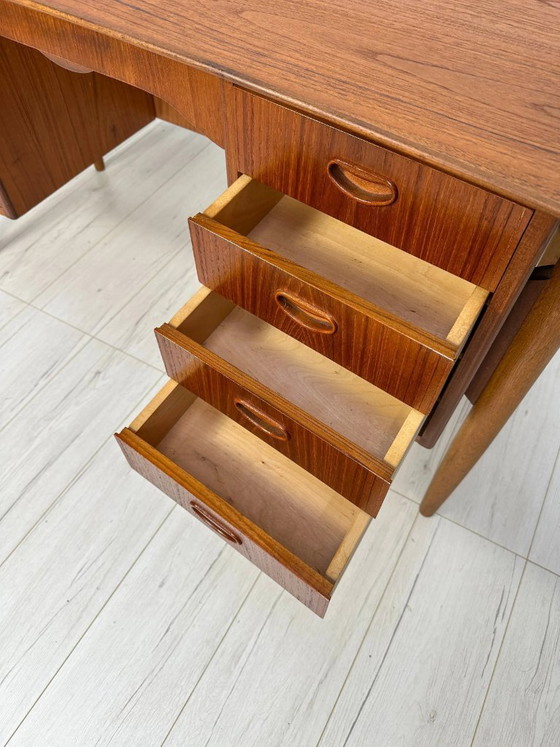 Image 1 of Vintage Curved Danish Teak Writing Desk, Mid-Century Modern Design, 1960s