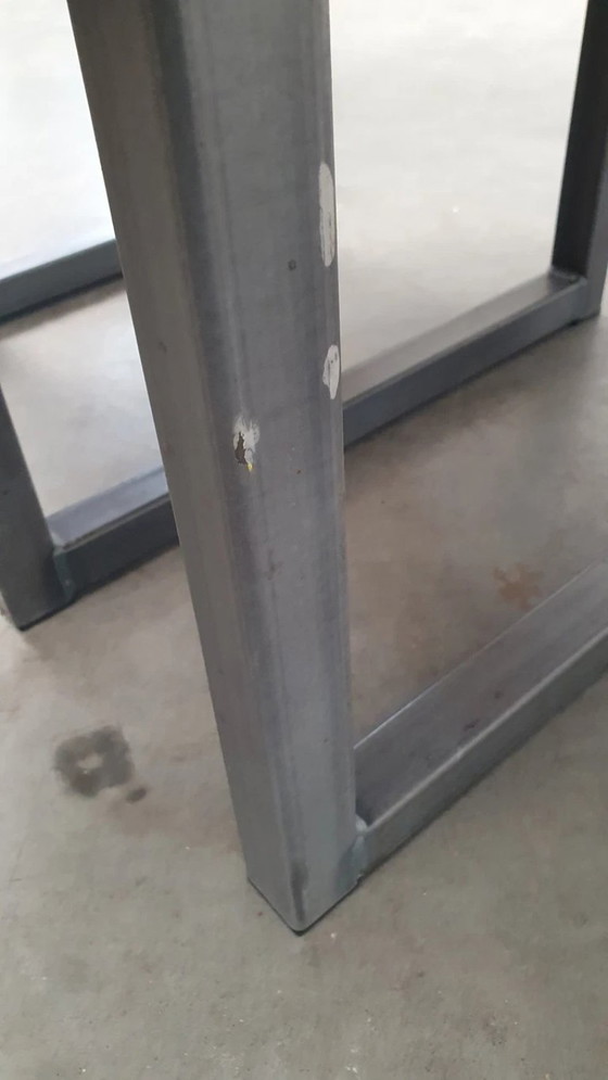 Image 1 of Large brass design table oval modular - raw steel wabi sabi