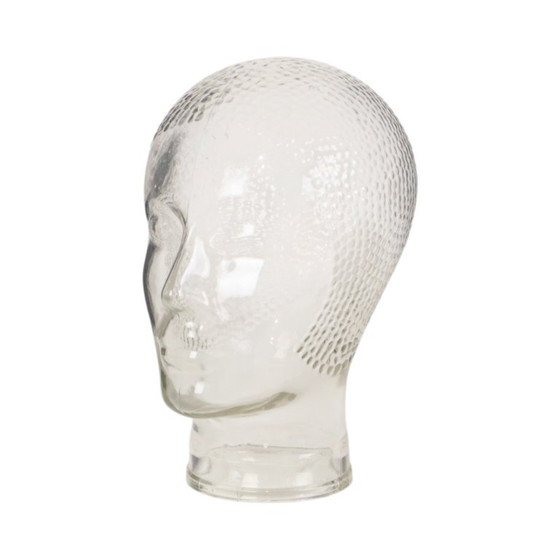 Decoratief Vintage Glazen Hoofd Display Etalage Militaria 26cm – Decoratieve objecten, Glass (photo 8 of 12)