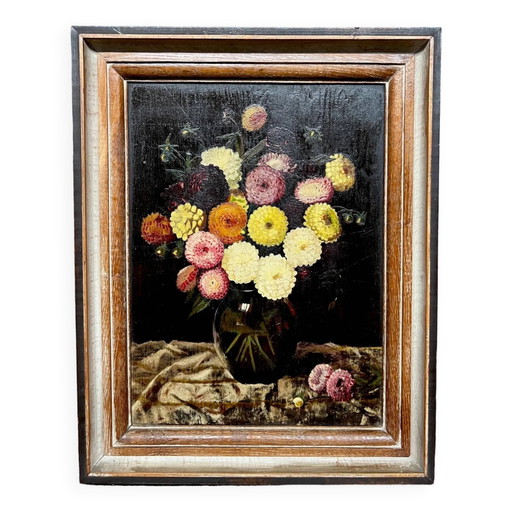 Painting “Still life with flowers”. – schilderijen tekeningen, Wood