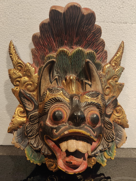Image 1 of Máscara balinesa del siglo XIX, máscara de lujo hecha a mano.