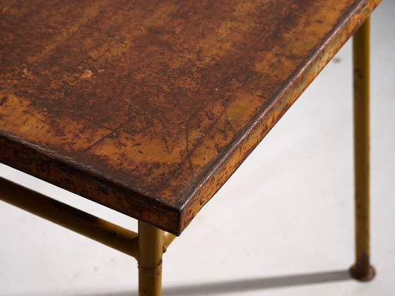 Ochre colored antique outdoor table (c.1920) #3, Garden tables, Iron, Brown, Vintage (photo 12 of 17)