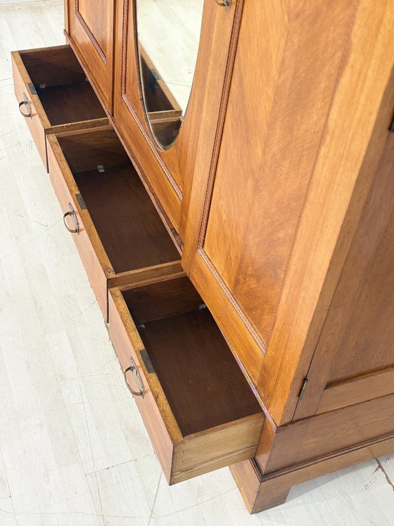 Art Nouveau wardrobe | linen cupboard | oak, circa 1920, with mirror | German design – Wood (photo 5 of 12)