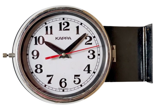Vintage schwarze Kappa doppelseitige Schiffswanduhr, 1980er Jahre