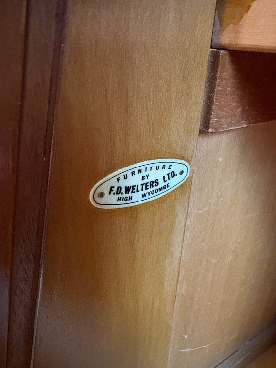 Image 1 of Mid Century Retro Vintage Walnut Sideboard / Drinks Cabinet by F.D. Welters (Circa 1960)  A stylish and highly functional mid ce