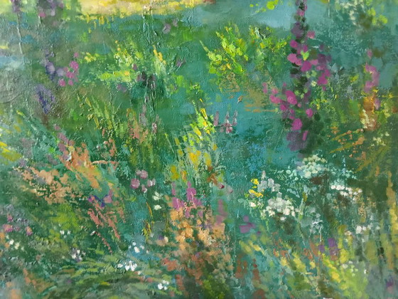 Pittura a olio originale Espressionismo Paesaggio Prato estivo – Dipinti e disegni, Canvas (photo 8 of 9)