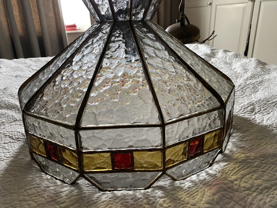 Image 1 of Grote zware Italiaanse Poliarte glazen plafondlamp 1960 brutalist