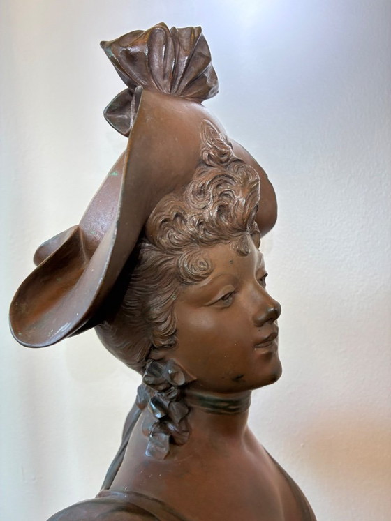 SELTENE Museumsqualität Jugendstil Bronze Büste von Marcel Début – Bildhauerei (photo 3 of 19)