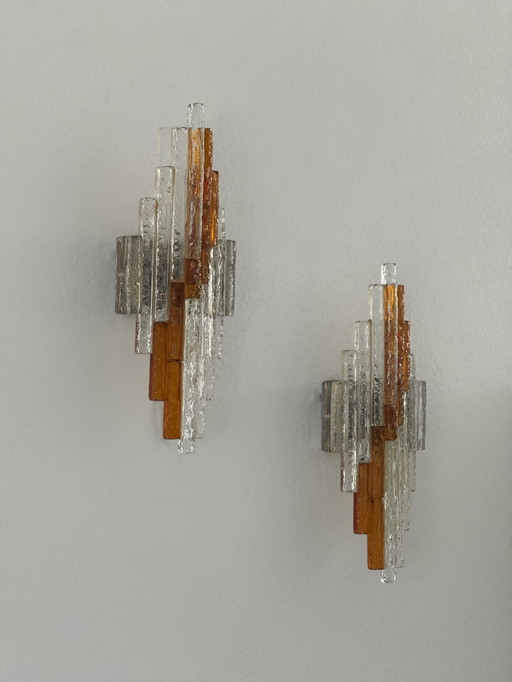 2x Poliarte Wall Lamp Hammered Glass