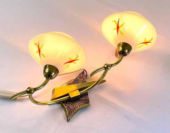 Image 1 of Lampada da parete organica in ottone di metà XX secolo, Francia