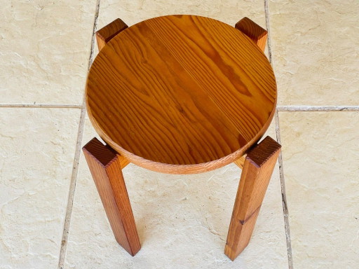 Vintage, Holz Hocker mit Lamellen ca. 1970er 1980er Jahre – krukjes, Wood (photo 2 of 19)