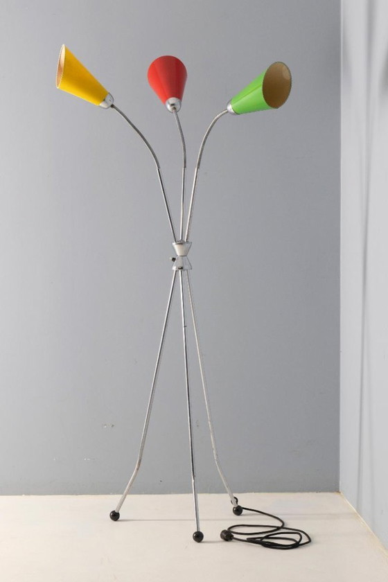 Image 1 of Lámpara de pie de tres brazos, Lidokov, década de 1950-1960, Checoslovaquia