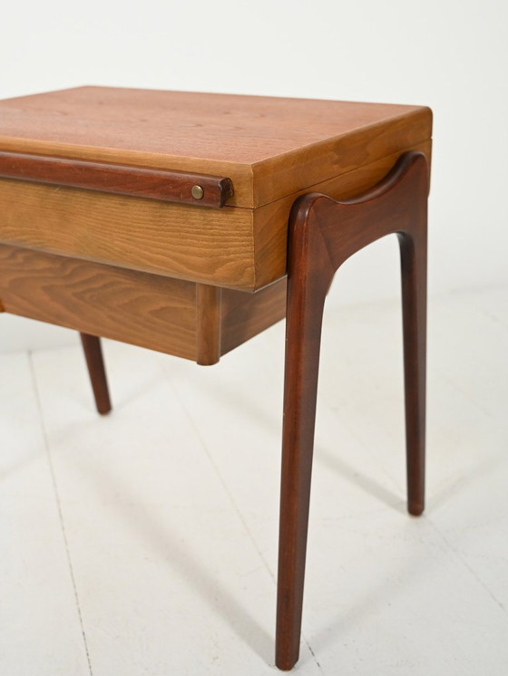 Image 1 of Scandinavian Sewing Table in Teak and Oak