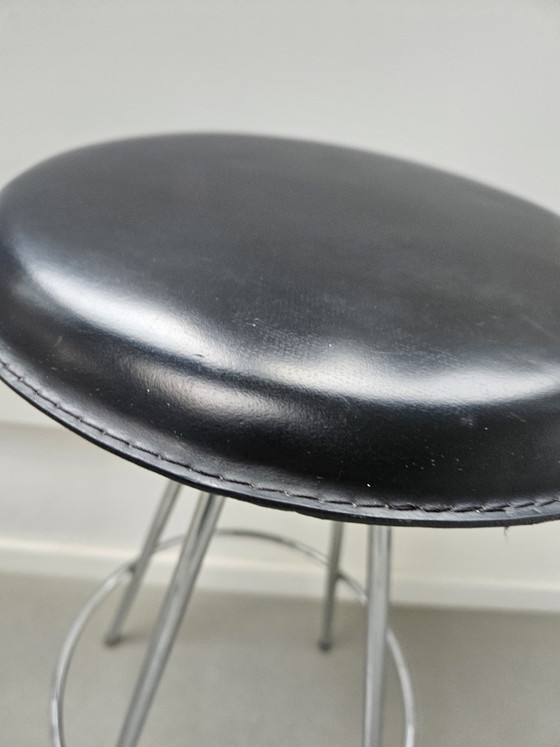 Image 1 of 4 sgabelli da bar vintage cromati neri