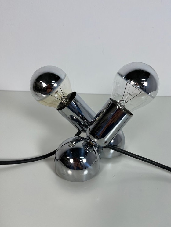 Image 1 of 2 lámparas de mesa/pared Pollux cromadas de Ingo Maurer para Design M, años 60.