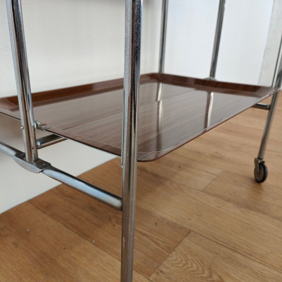 Image 1 of Vintage barcart drankkar trolley butlerwagen serveerwagen. Inklapbaar