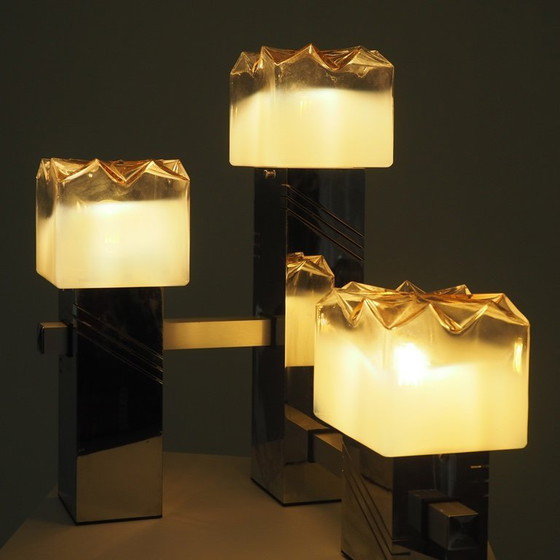 Image 1 of Tafellamp met Murano glazen kappen van Gaetano Sciolari