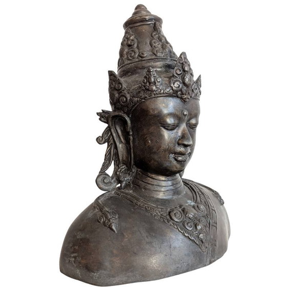 Antieke bronzen Vishnu buste met kroon – kavel 135 – Beeldhouwkunst, Gold (photo 2 of 18)